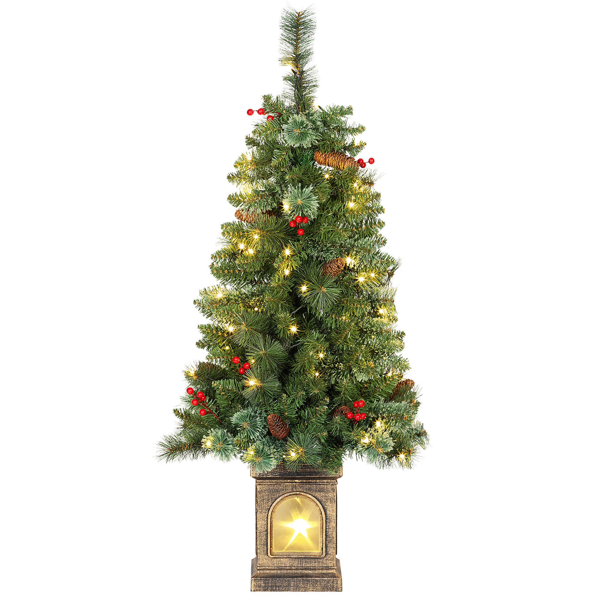 HOMCOM UMĚLÝ vánoční stromek 120 cm Umělý smrk se 100 LED diodami a 8 režimy