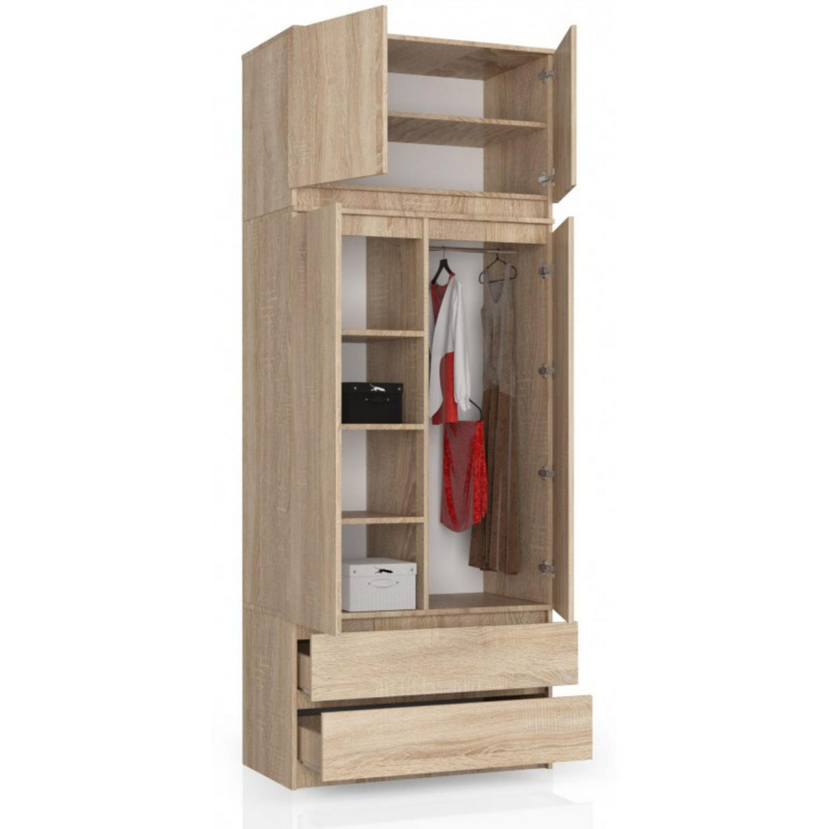 KLEIDERSCHRANK AUFSATZSCHRANK Sonoma-Eiche 90x51x55cm - Sonoma Eiche, Holzwerkstoff (90/55/51cm) - Akord