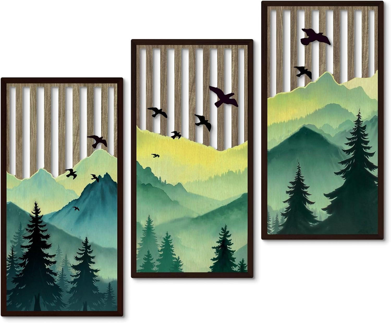 WANDDEKO Braun 41,9x21,8cm Landhausstil 3er Set - Pastellgrün, Holzwerkstoff (40/1cm) - Weltevree