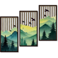 WANDDEKO Braun 41,9x21,8cm Landhausstil 3er Set - Pastellgrün, Holzwerkstoff (40/1cm) - Weltevree