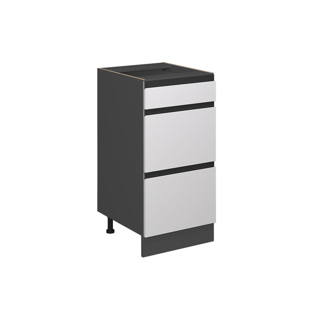KÜCHENUNTERSCHRANK R-Line Weiß 40 cm J-Shape, mit Schubladen, ohne AP - Anthrazit/Weiß, Holzwerkstoff (40/81.6/46cm) - Vicco