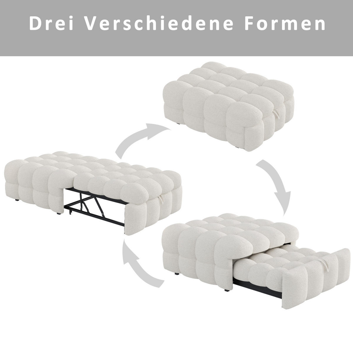 BETT 183/76/42 cm Beige aus Teddy mit Ausziehfunktion - Rosa, Textil (70/180cm) - OKMYHOME