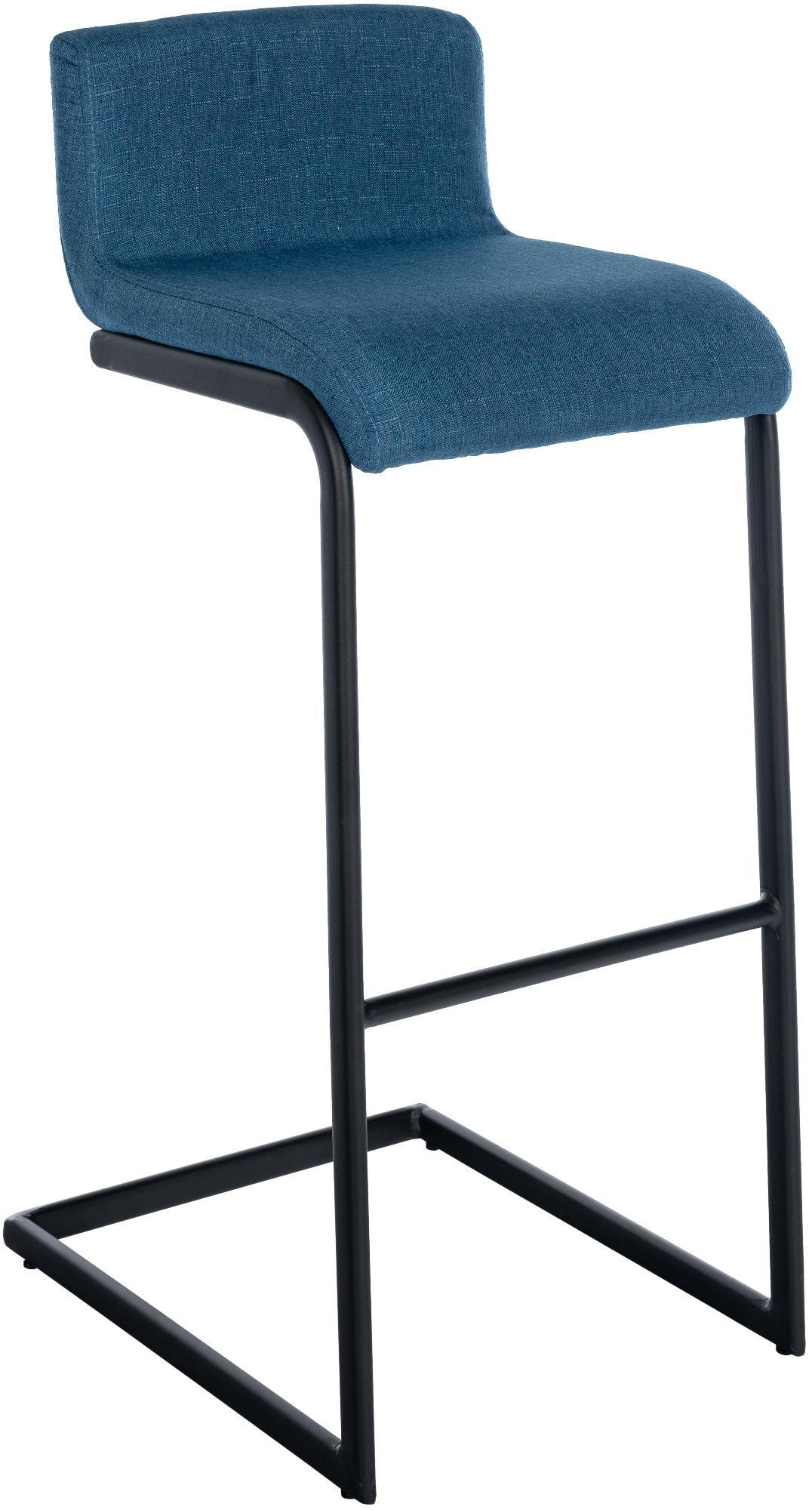 BARHOCKER Stoff Blau - Blau/Schwarz, Textil/Metall (40/96/50cm) - CLP