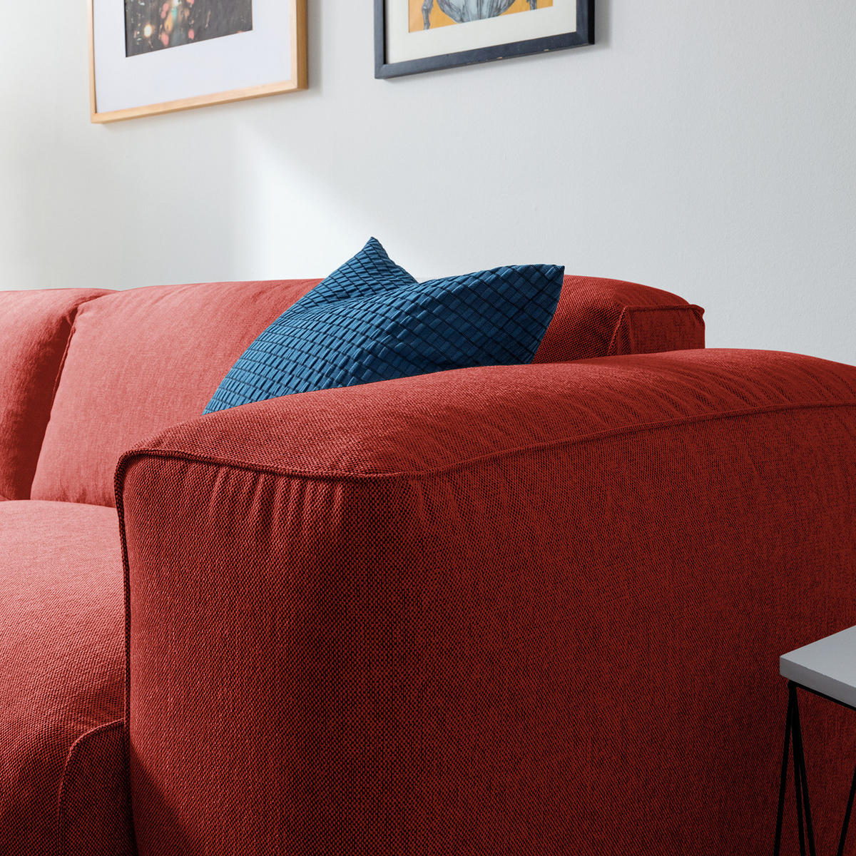 1,5-SITZER ECKSOFA mit Longchair - Rot/Schwarz, Kunststoff/Textil (260/173cm) - home24