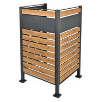 MÜLLTONNENZAUN 1er Anthrazit-Holzoptik - Multicolor, Metall (11/150/86cm) - ML-DESIGN