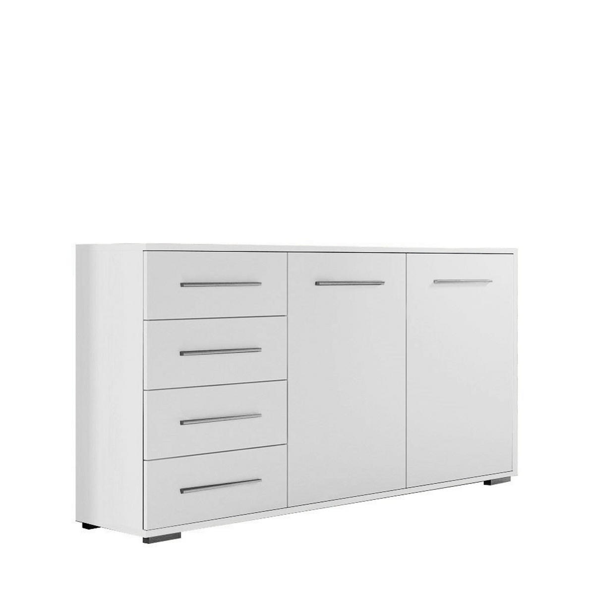 KOMMODE Frida 01 Weiß/Weiß 2D4S 135 cm - Alufarben/Weiß, Holzwerkstoff/Kunststoff (135/95/45cm) - imoebel24
