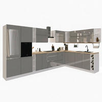 WINKELKÜCHE 420 cm x 240 cm - Aspen KA7-M420 - in Grau/Hochglanz - Grau, Holz (660/212/58cm)