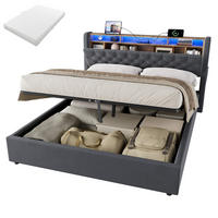 POLSTERBETT 160/200 mit Matratze und Bettkasten und Stauraumbett mit Schubladen und LED Funktionbett in Grau - Grau, Holzwerkstoff/Textil (160/200cm) - STILVORA