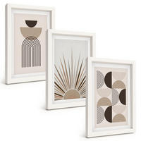 BILDER SET 3er Set - 20x30 cm Weißer Rahmen - Abstrakte Formen beige braun - Weiß, Kunststoff (20/30cm) - TULUP