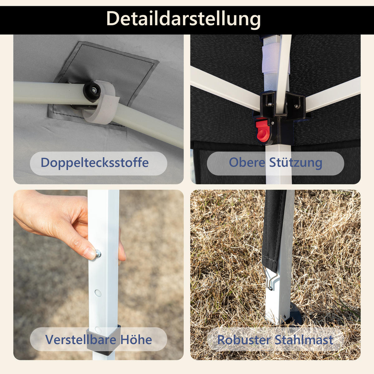 GARTENPAVILLON Pavillon 3x3 m Schwarz - Schwarz, Metall (313/197/313cm) - ComfortXL