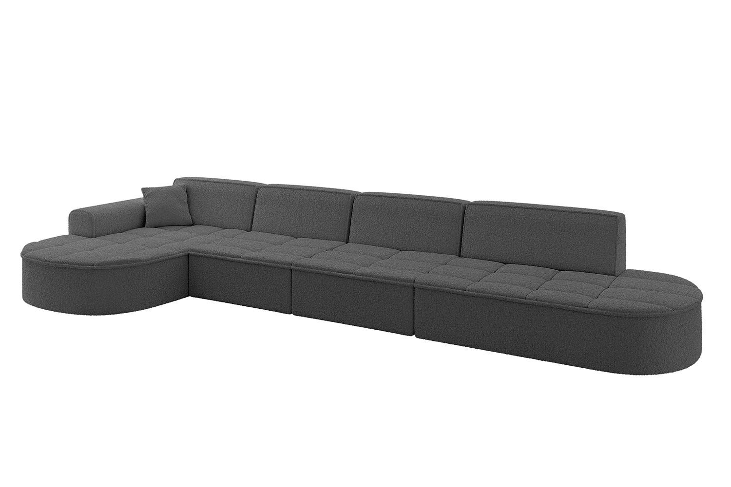 ECKSOFA Ottomane Links TARO-L3 - 413x171x79,5 cm Grau - Grau, Holzwerkstoff/Textil (413/171cm) - ALTDECOR