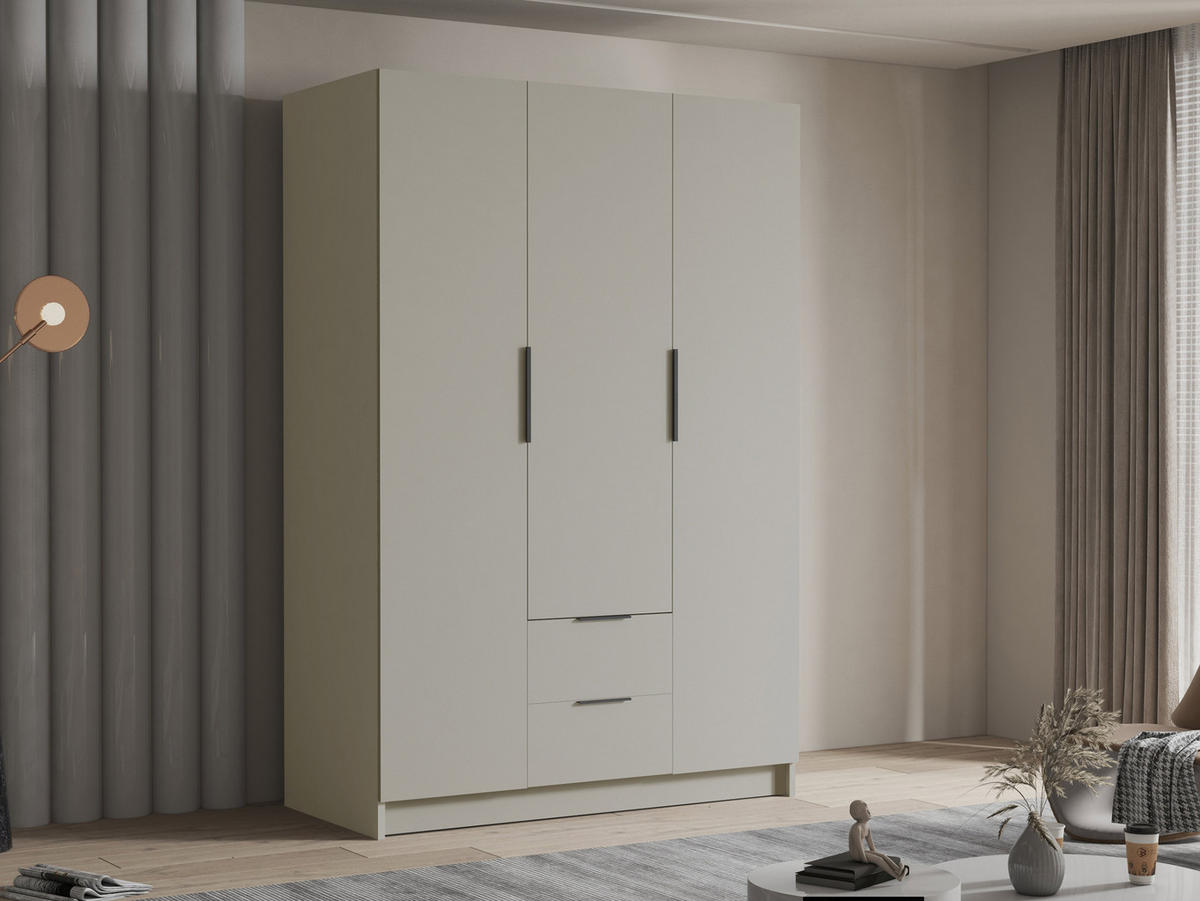 KLEIDERSCHRANK Calwi I - Kaschmir/Schwarz, Holzwerkstoff/Kunststoff (150/216/60cm) - MIRJAN24