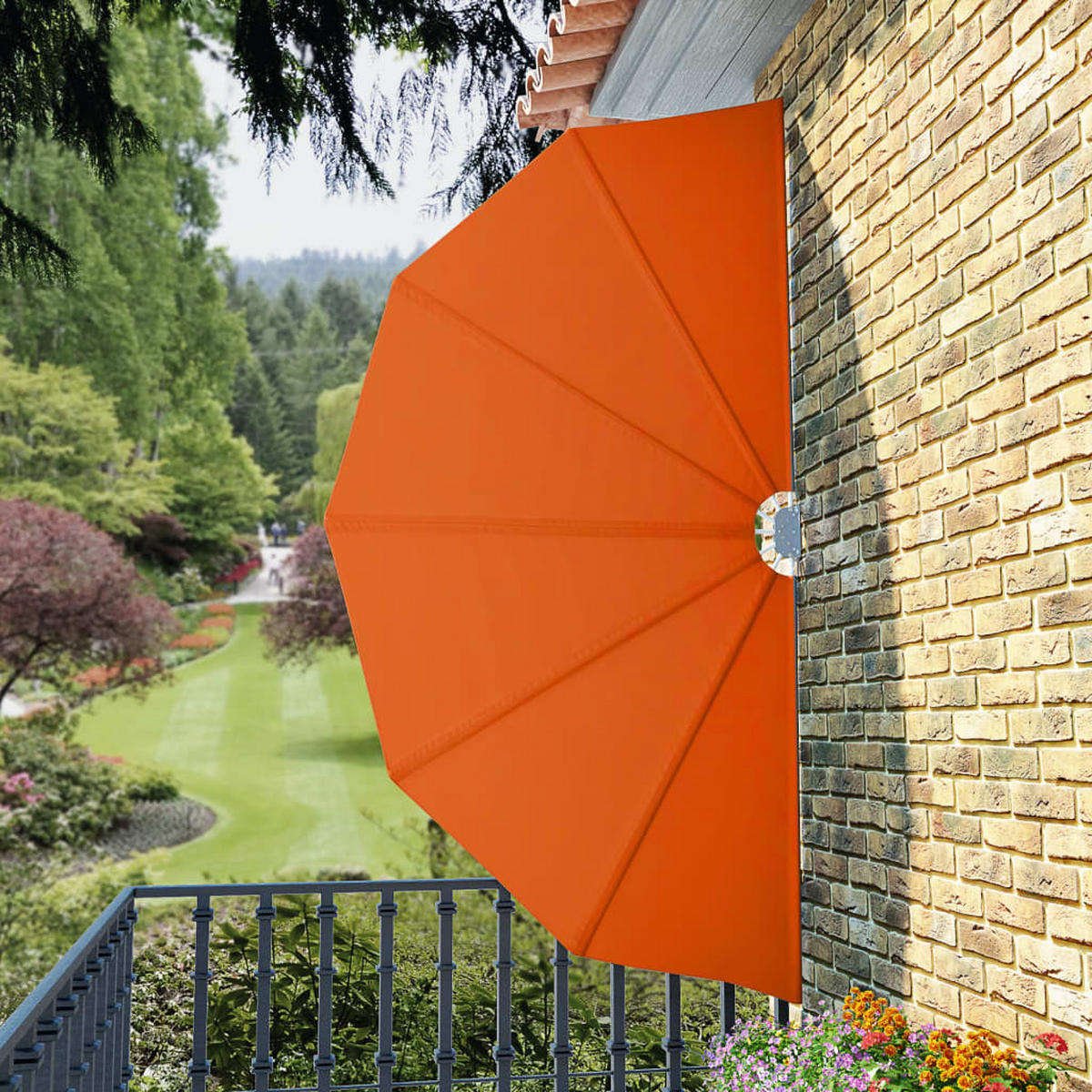 FALTBARER Terrassen-Seitenfächer Terracotta-Rot 160 cm - Braun, Textil (160/130/160cm) - furnicato