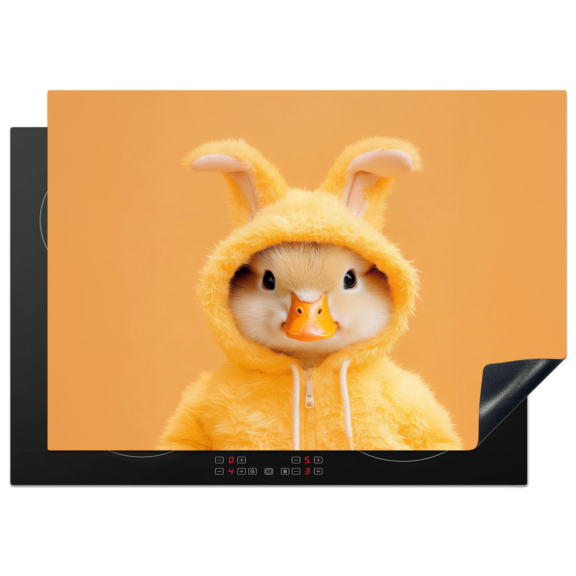 HERDABDECKPLATTE Osterhase - Kostüm - Ente Herdabdeckung Induktionsfeld 75x52 cm - Gelb, Kunststoff (75/52/0.2cm) - MuchoWow