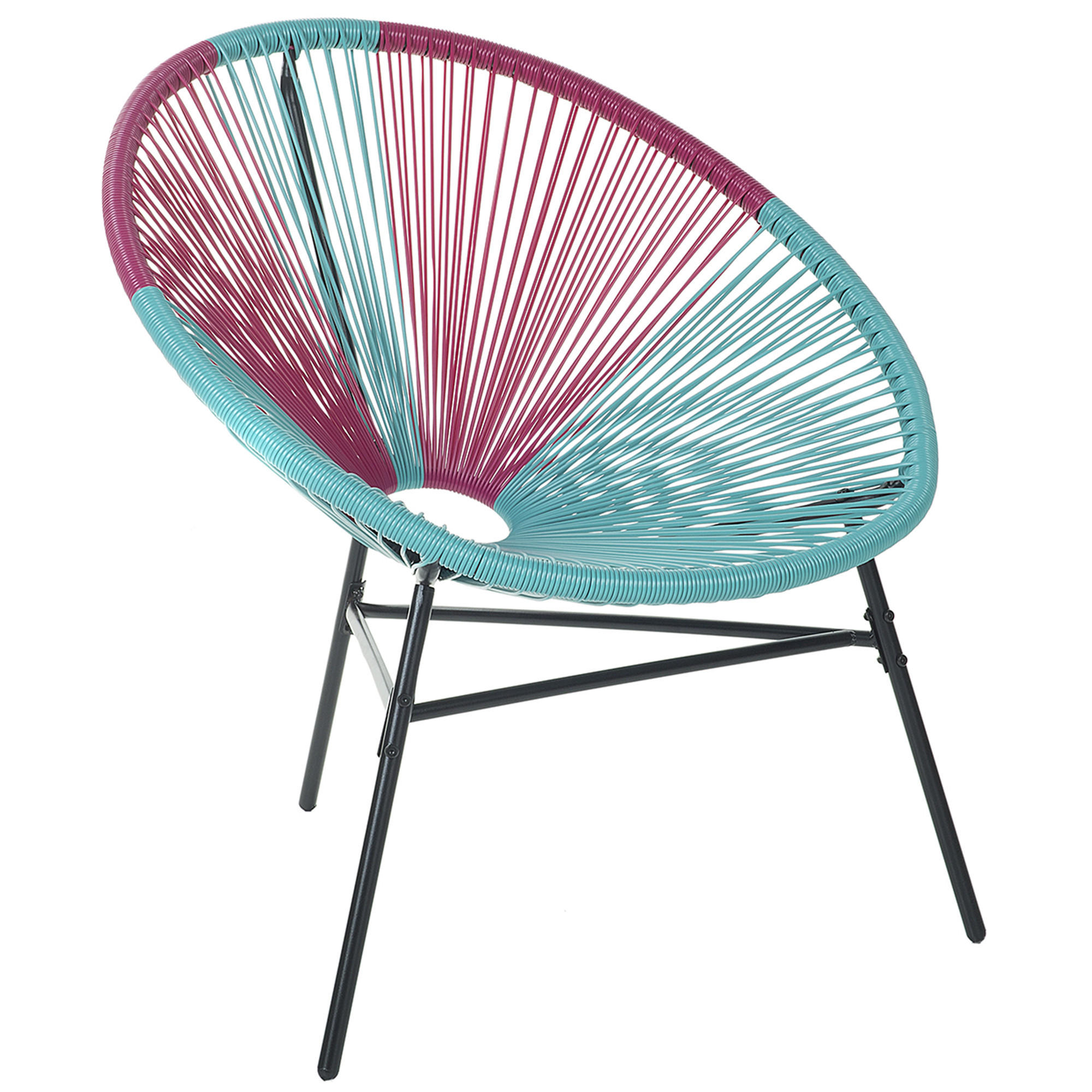 RATTANSTUHL Kunststoff rosa/türkis 76 cm Acapulco - Blau/Pink, Kunststoff (76/85/76cm) - Beliani