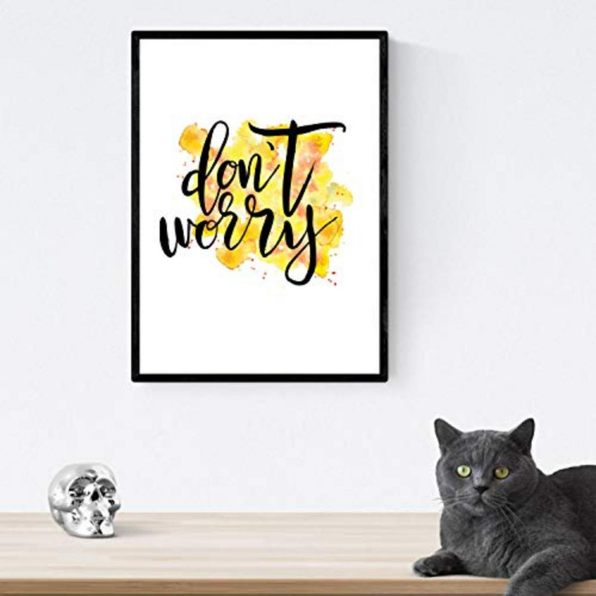 POSTER Set mit 4 glücklich und bunt Dont Worry A4 Rahmenlos - Klar, Papier (29.7/3cm) - Nacnic