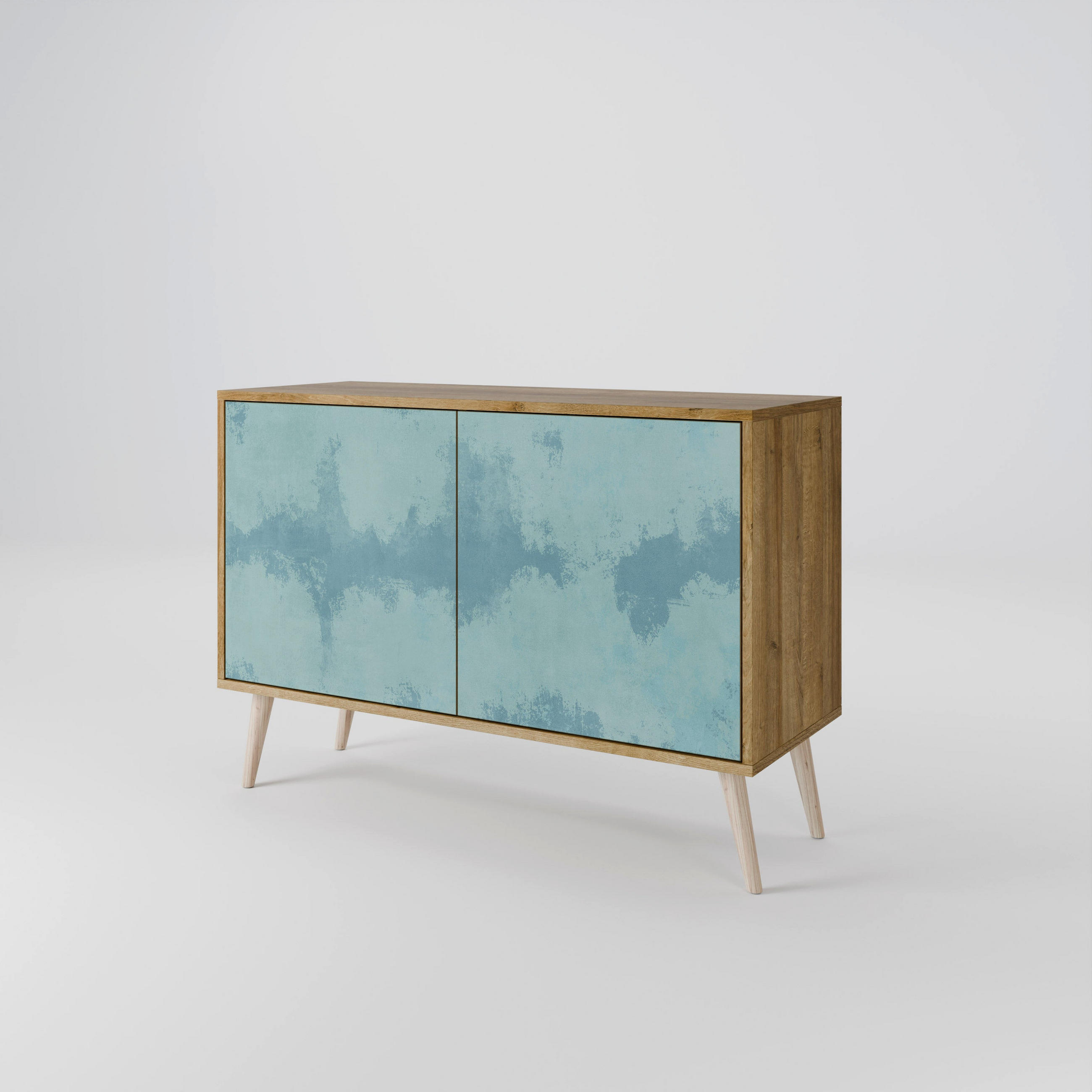 SIDEBOARD SKY WASH, Eicheneffekt, 111x42x77,5 cm, 2 Türen - Eichefarben/Buchefarben, Holzwerkstoff/Buchenholz (111/77.5/42cm) - SpaceRebels