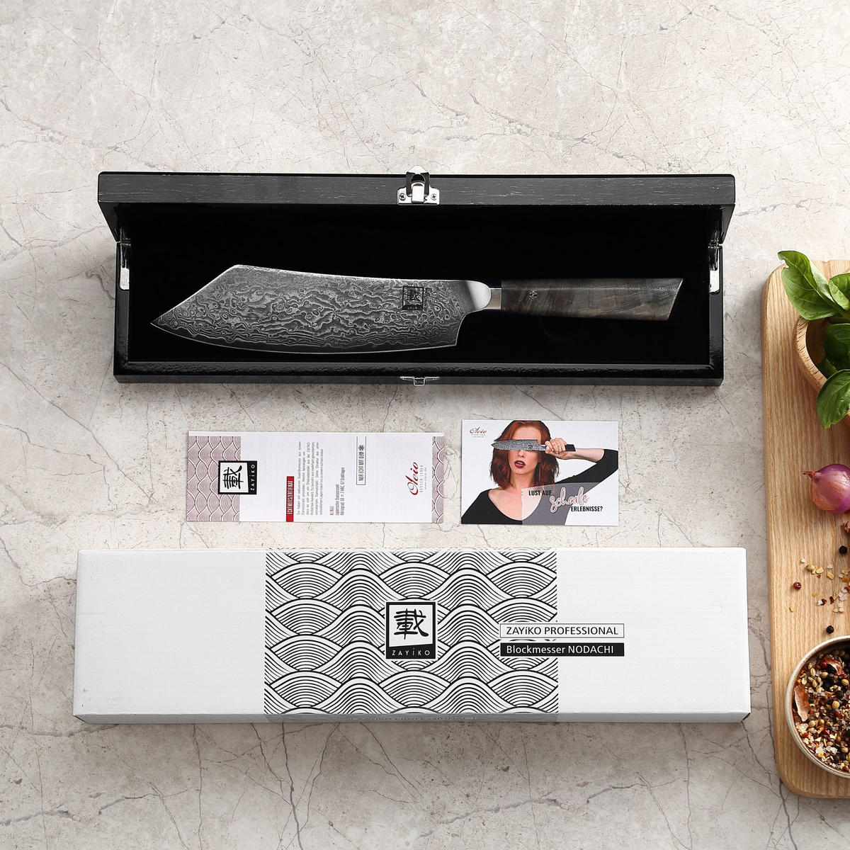 BLOCKMESSER HAKATA BOCHO 20 cm - Ahornfarben, Holz/Metall (34cm) - Zayiko