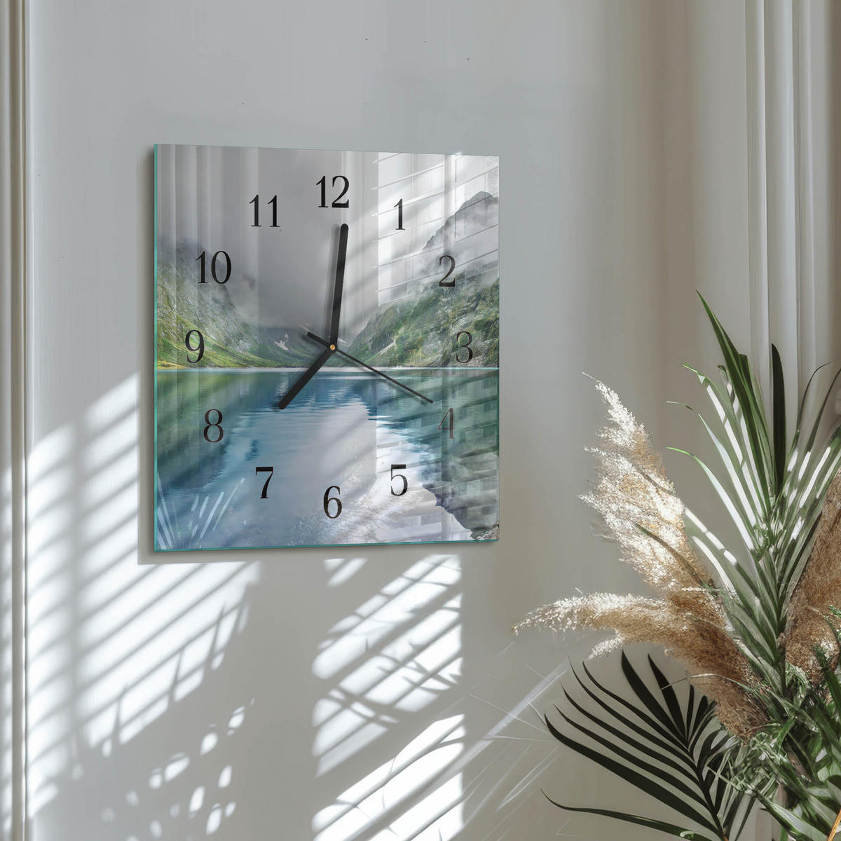 WANDUHR 30x30 cm - Bergsee - Multicolor, Glas (30/30/0.4cm) - TULUP