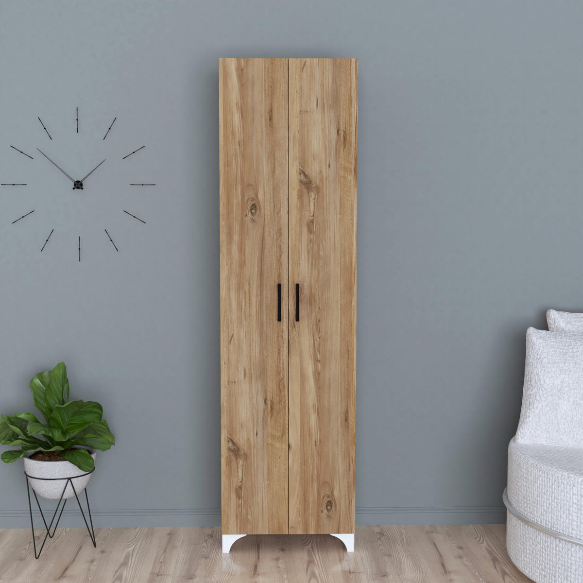 MEHRZWECKSCHRANK Strömsund - Eichefarben, Holzwerkstoff (48.5/177.5/32cm) - [en.casa]