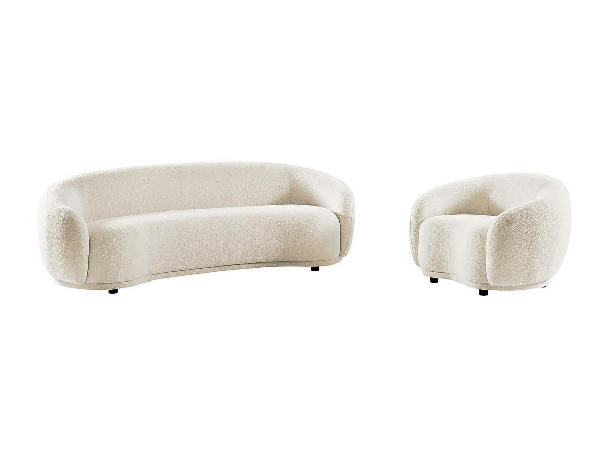 COUCHGARNITUR mit Sessel - 4 Personen - stoff - weiß Bovana - Weiß, Holz/Textil (110/71/90cm) - Vente-Unique