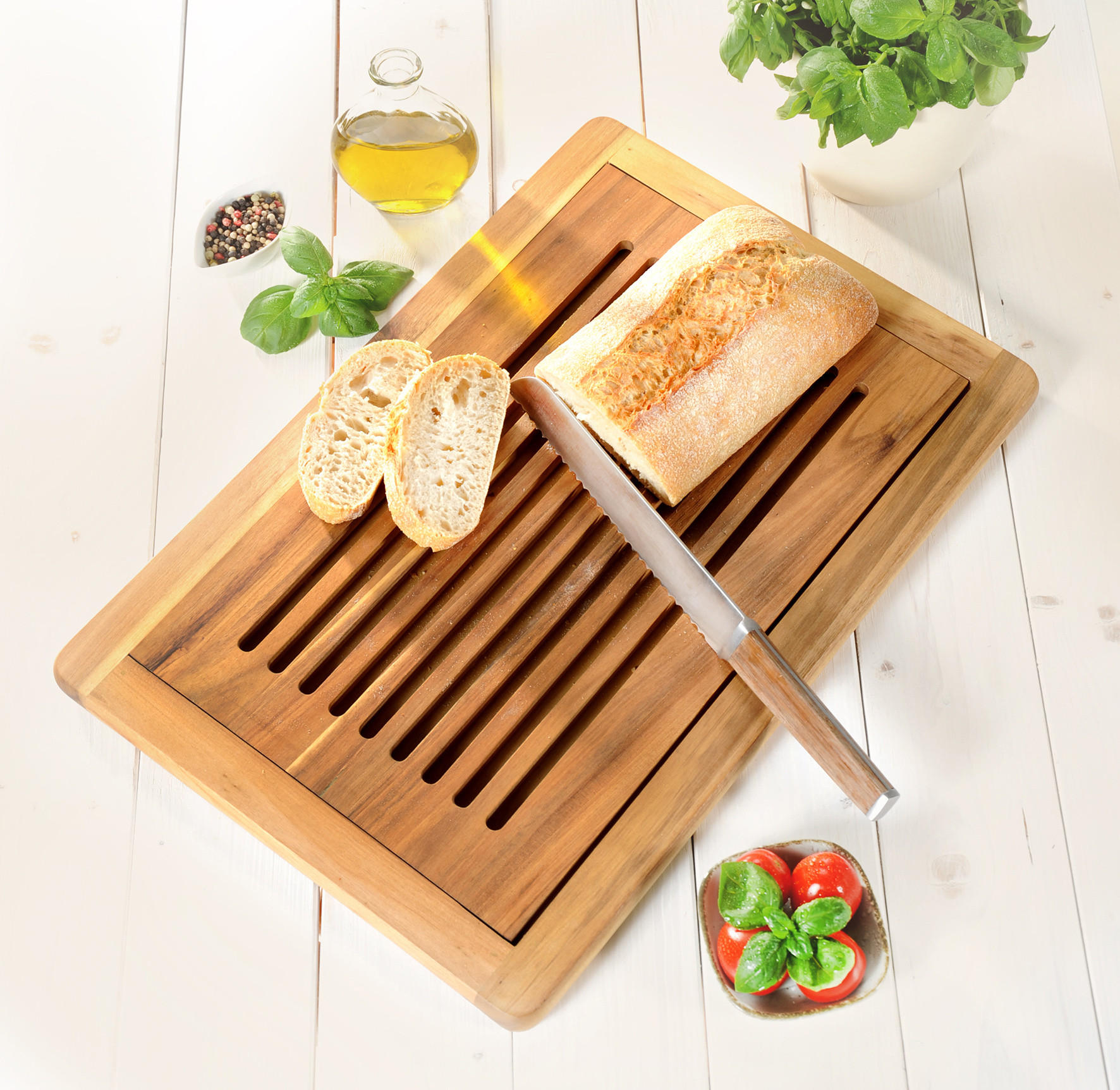 BROTSCHNEIDEBRETT mit Krümelbehälter 47,5/32/2 cm - Braun, Holz (32/47.5cm) - Kesper