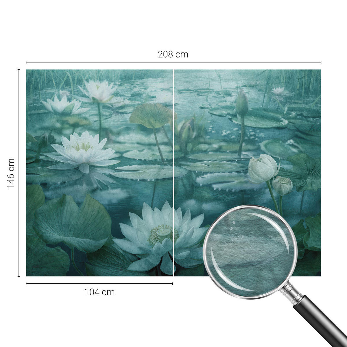 FOTOTAPETE 208x146 cm - Wasserblumen - Schwarz, Textil (208/146cm) - Wallfluent