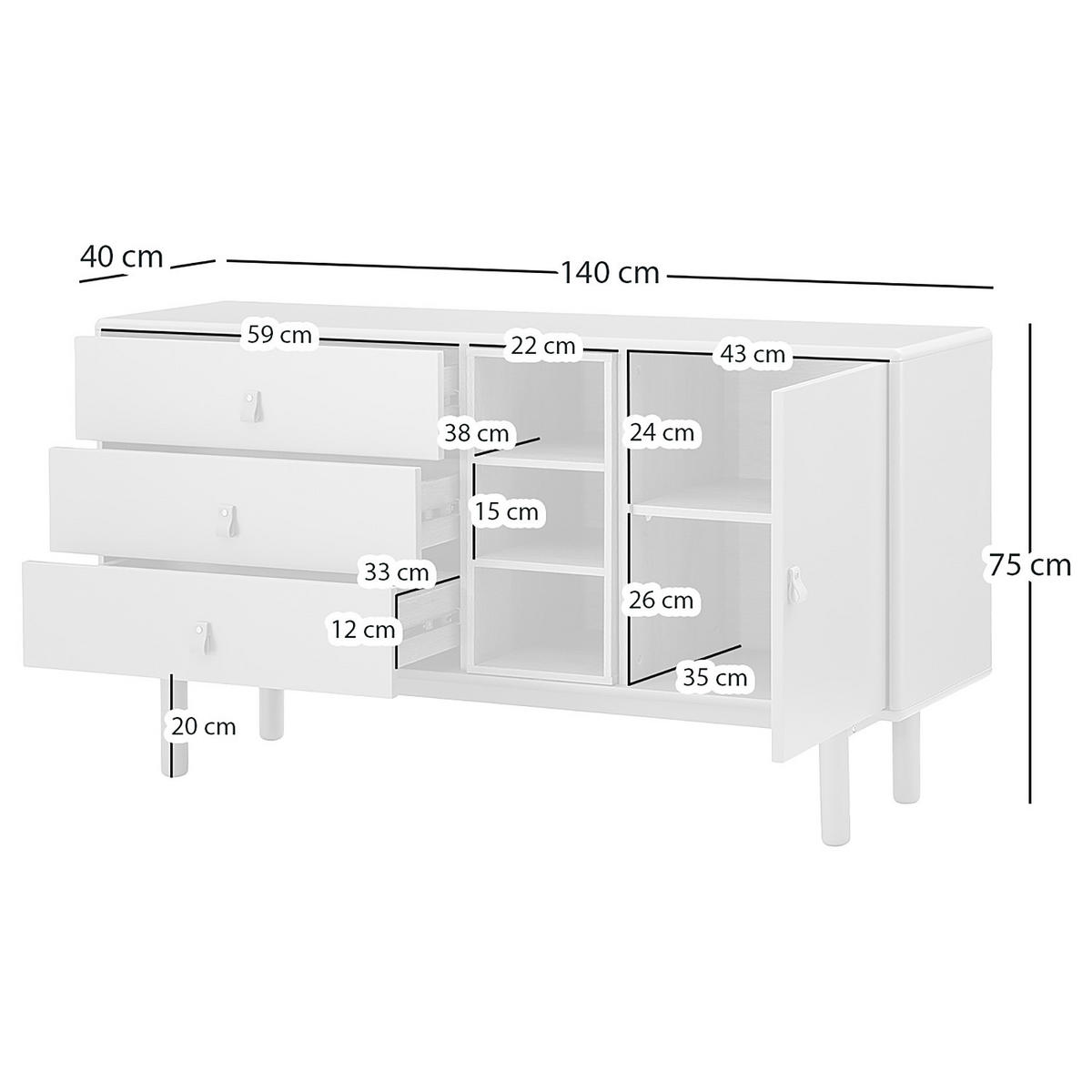 SIDEBOARD - 140 CM - Olivgrün, Holzwerkstoff (140/75/40cm) - home24