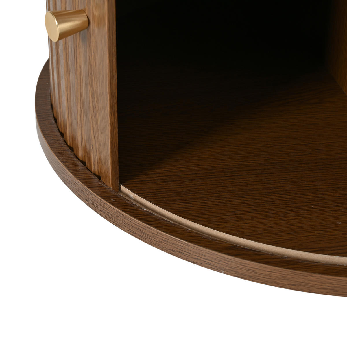 COUCHTISCH aus Spanplatte 100x50x36 cm Walnussholzoptik/Schwarz mit 2 Schubladen und Rolltüren - Walnussfarben, Holzwerkstoff (100/50/36cm) - IVMEU