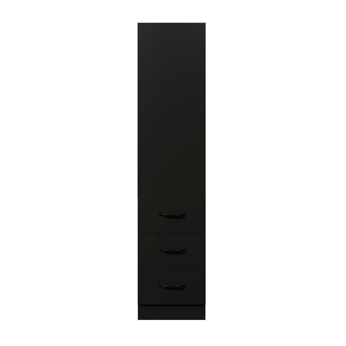 HIGHBOARD 60/38/180 cm in Schwarz mit Seitenschubladen und verstellbaren Böden - Schwarz, Holzwerkstoff (60/180/38cm) - Flora Grace