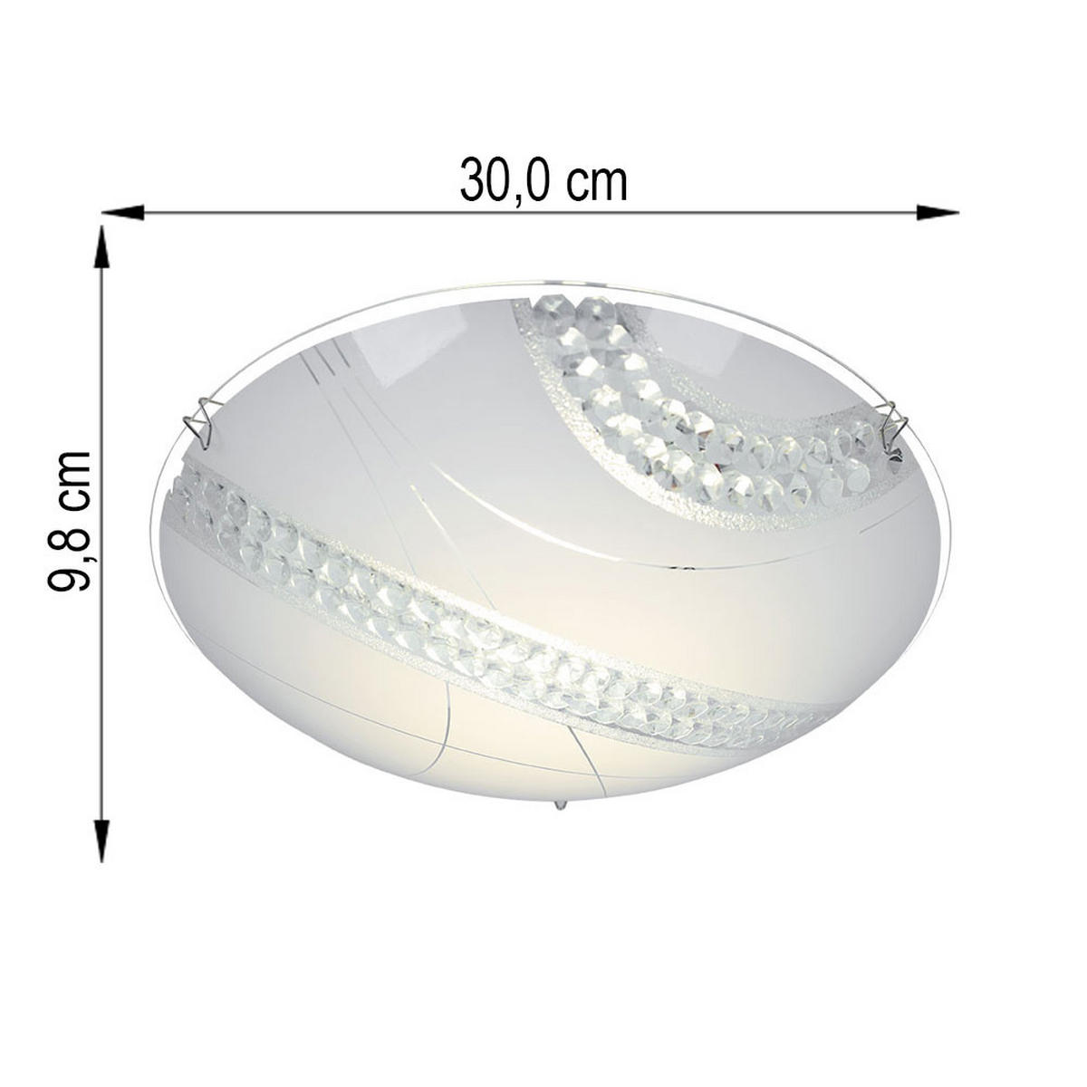LED DECKENLEUCHTE Kristalloptik Weiß Glas - Weiß, Glas (30/30/9.8cm) - Brilliant