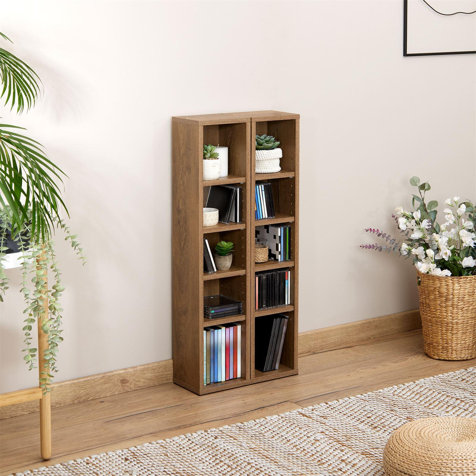 Thumbnail - CARO-Möbel Cd/Dvd-, Eiche, Holzwerkstoff, Mode, 20x186x17 cm, Wohnzimmer, Regale, CD & DVD-Regale