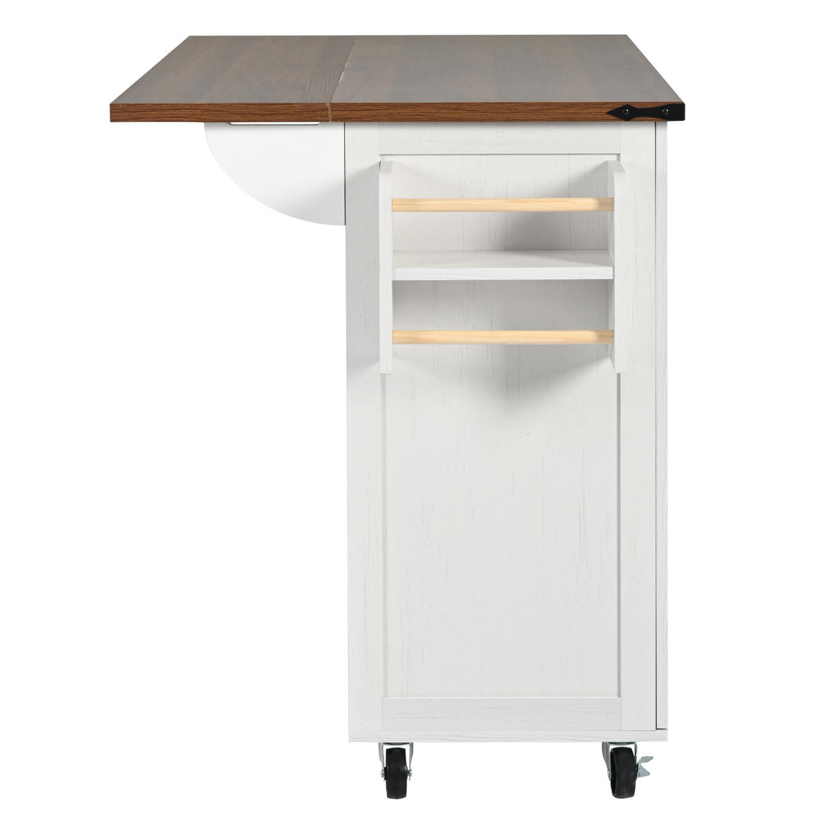 KÜCHENINSEL 140x73x92.5cm Weiß mit Klappplatte,3 Schubladen & 5 Rädern - Weiß, Holzwerkstoff (140/92.5/73cm) - Modfu