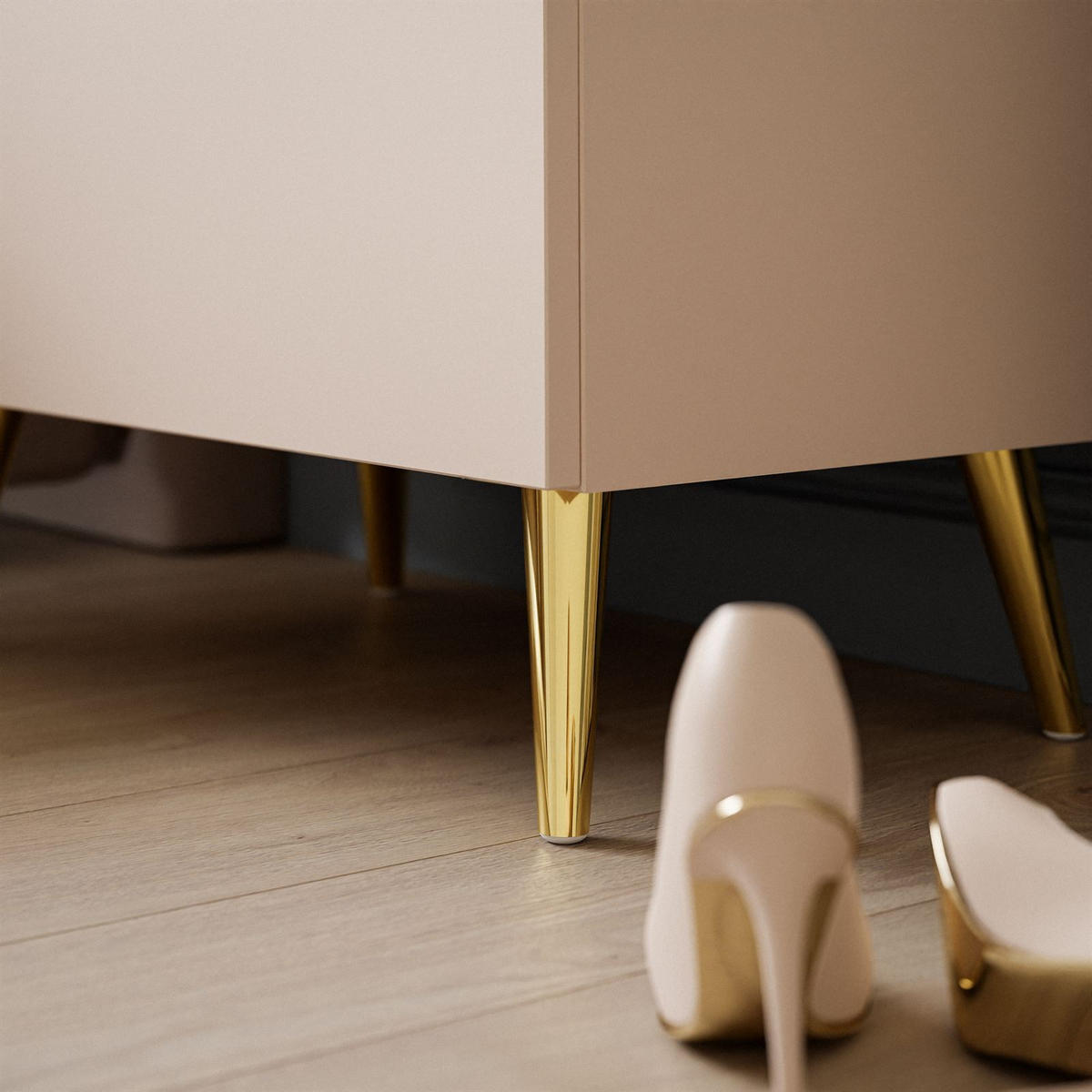 NACHTTISCH AURA KASCHMIR mit goldenen Beinen - Kaschmir, Holzwerkstoff (55/55/37cm) - Lookway