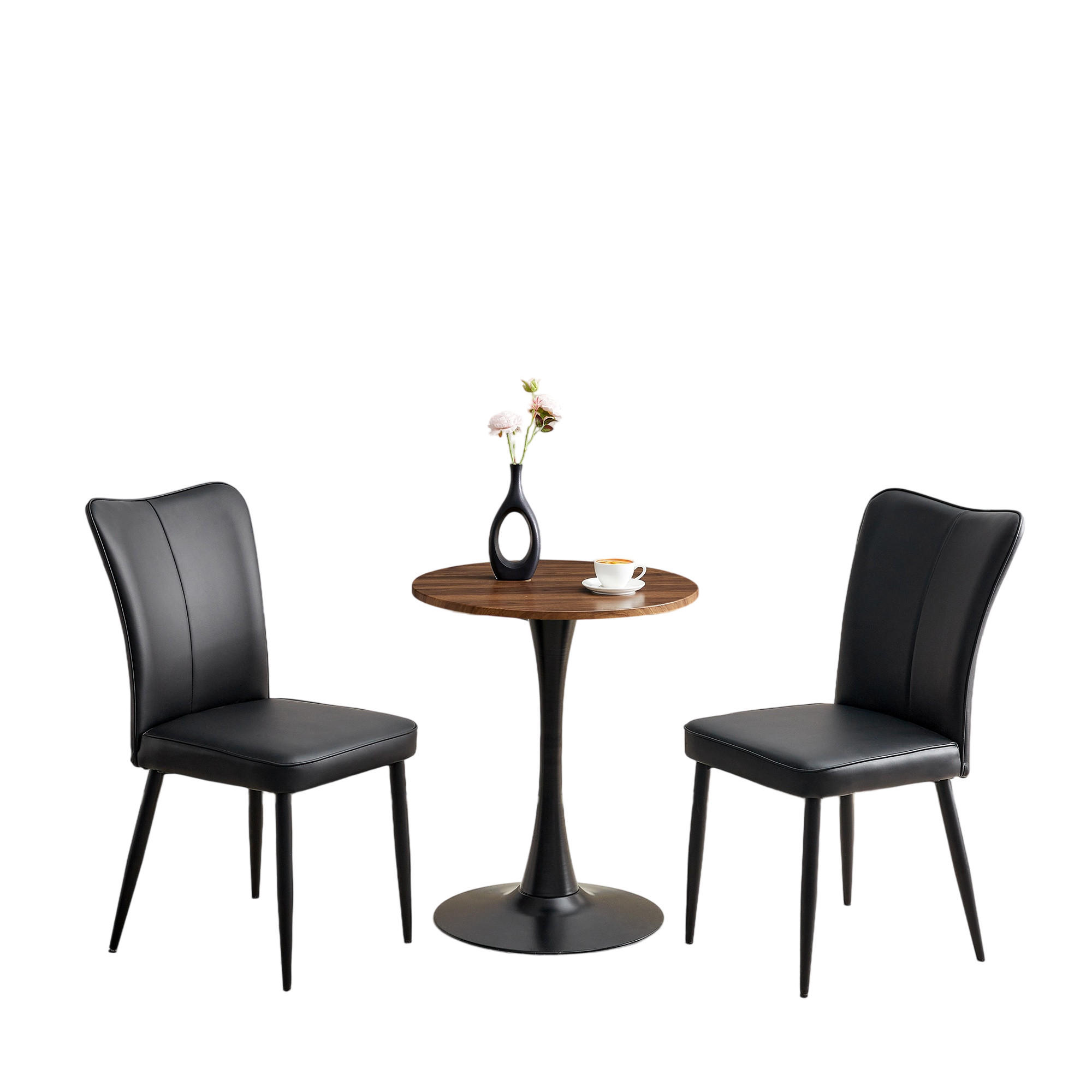 ESSGRUPPE DE-39406 3-teilig, mit 2 PU-Stühlen Schwarz - Schwarz, Holzwerkstoff (60/72/60cm) - ComfortXL