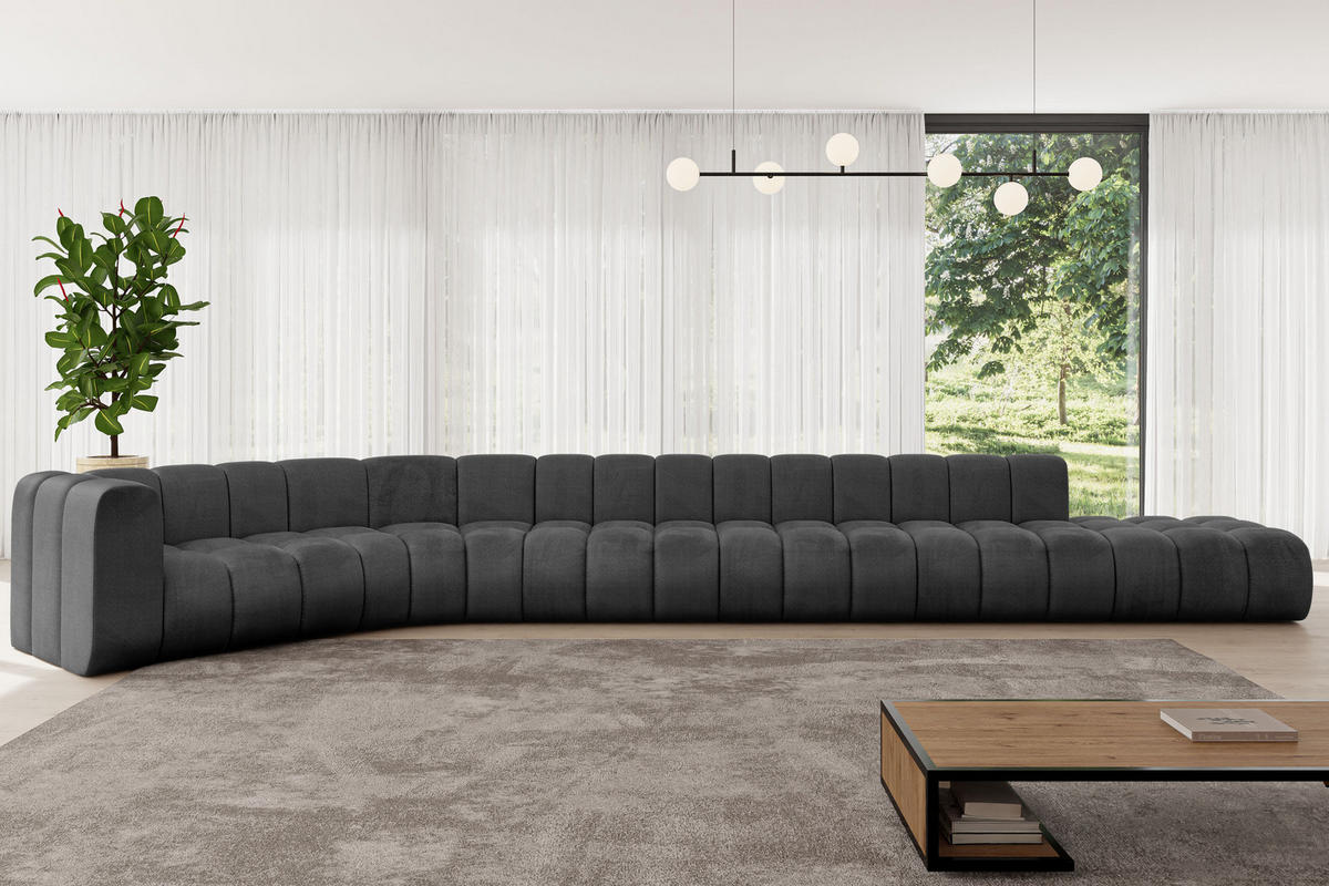 ECKSOFA modulares Sofa Tilmo-L3 - 581x194x70 cm Schwarz - Schwarz, Holzwerkstoff/Textil (581/194cm) - ALTDECOR