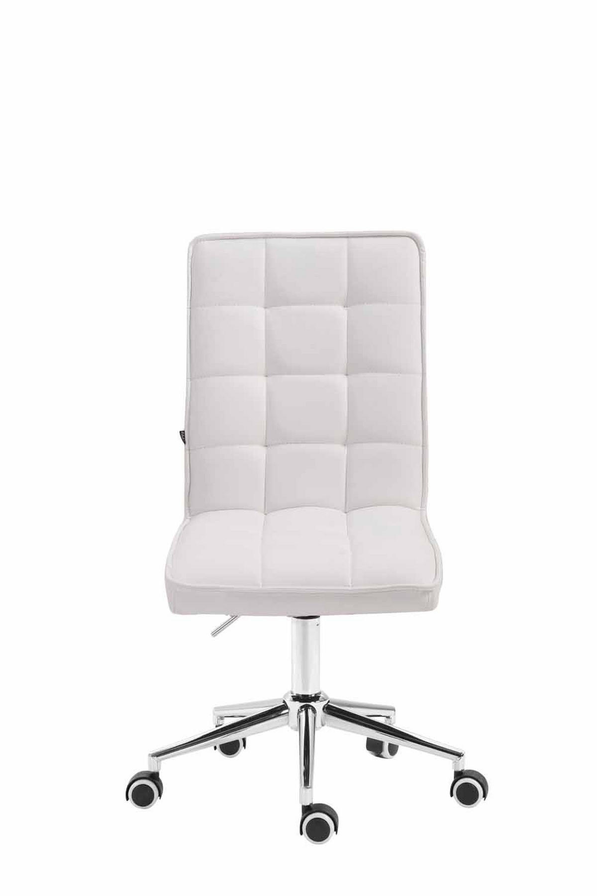 DREHSTUHL Lederlook weiß - Chromfarben/Weiß, Textil/Metall (43/90/61cm) - CLP