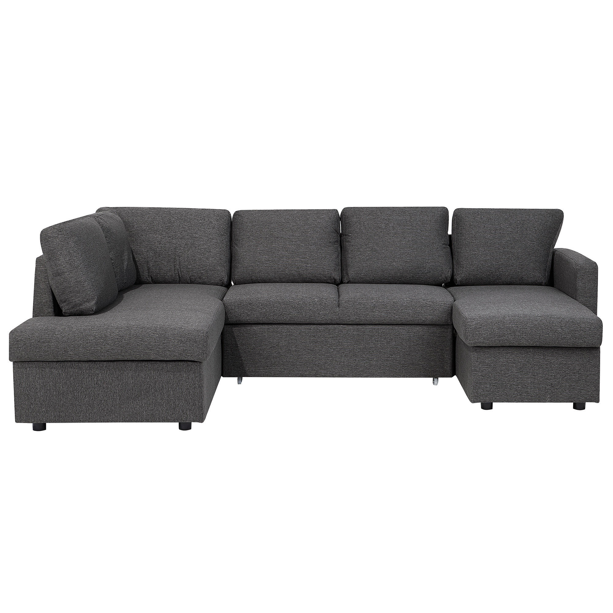 SCHLAFSOFA U-förmig Polsterbezug Dunkelgrau Karrabo - Dunkelgrau, Textil (285/90/185cm) - Beliani