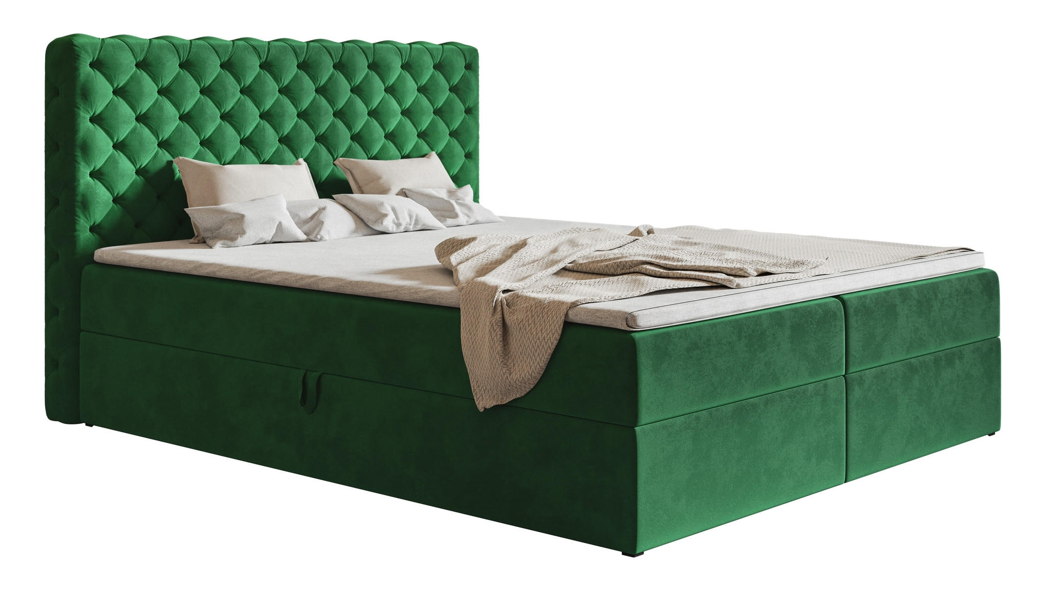 BOXSPRINGBETT 140x200 cm Doro mit Bettkasten, Matratze, Topper, Grün - Grün, Holz/Textil (140/200cm) - Emporius