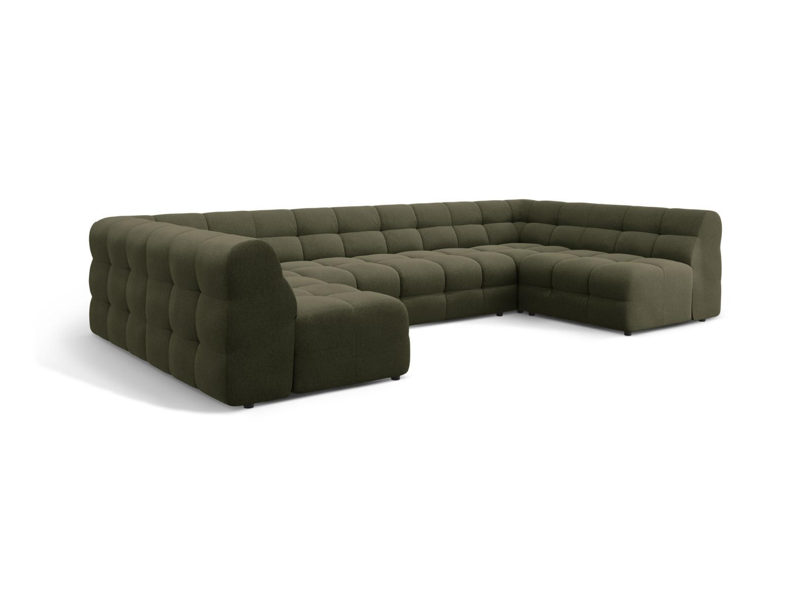 PANORAMASOFA Kendal aus strukturiertem Stoff amazonasgrün 7 Sitzplätze - Waldgrün, Textil (203/79/372cm) - Micadoni
