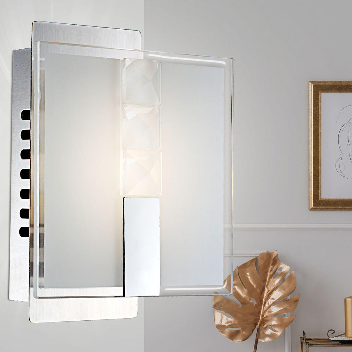 LED WANDLEUCHTE Chrom Silber - Silberfarben, Glas (15/9/12cm) - Globo Lighting