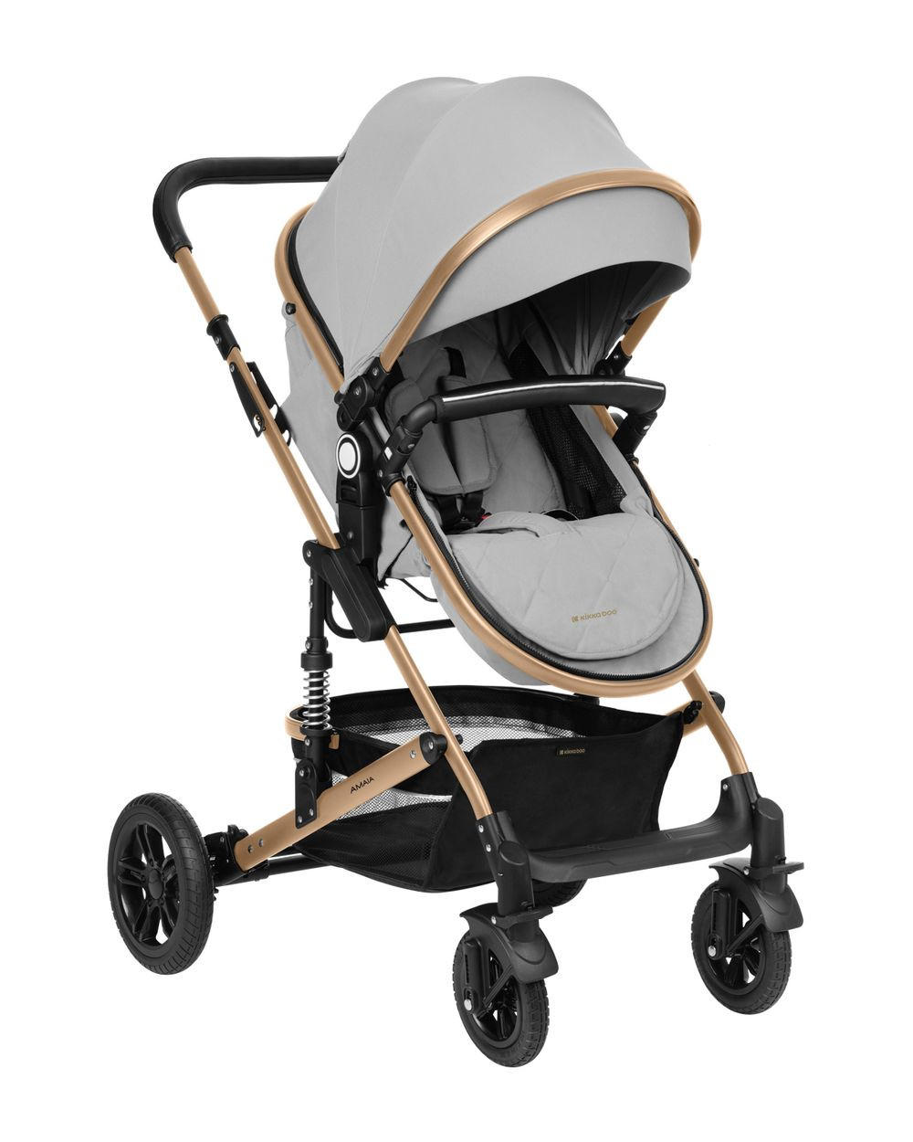 KOMBIKINDERWAGEN Amaia 3 in 1 grau Size Babyschale umbaubar Federung Tasche - Grau, Metall (86/50/107cm) - Kikka boo