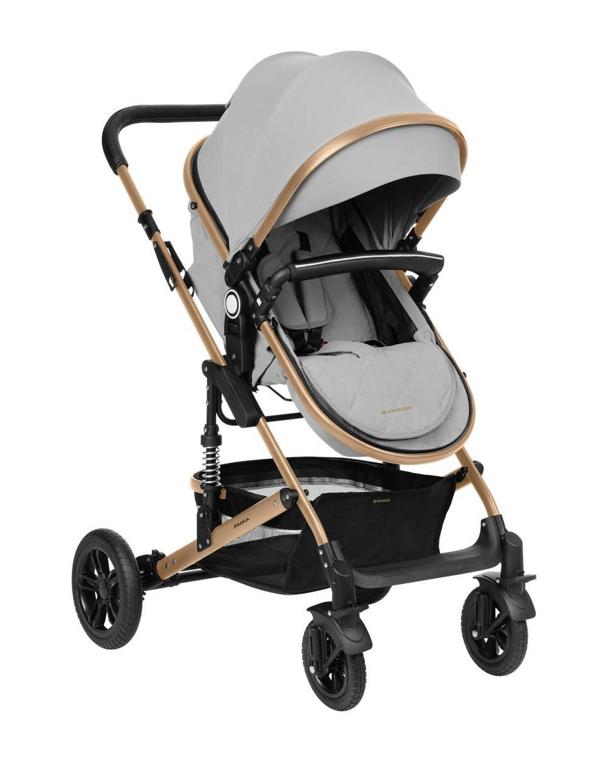KOMBIKINDERWAGEN Amaia 3 in 1 grau Size Babyschale umbaubar Federung Tasche - Grau, Metall (86/50/107cm) - Kikka boo