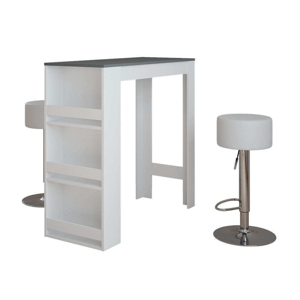 Vicco STOJACÍ BAROVÝ STŮL SE ŽIDLEMI Repose Bílá/antracitová 45 x 110 cm se 2 barovými stoličkami