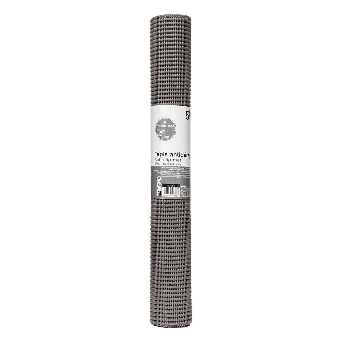 ANTI-RUTSCHMATTE zum Zurechtschneiden, PVC-Schaum, Grau, 50 x 150 cm - Grau, Kunststoff (50/150cm) - 5five Simply Smart