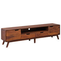 TV-BOARD Sheesham 180x40x48 walnuss gewachst MALMÖ 2 #121 - Dunkelbraun, Holz (180/48/40cm) - Massivmoebel24