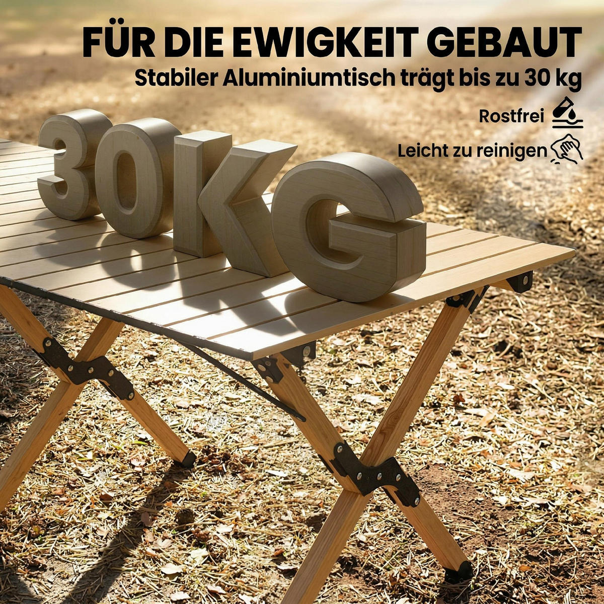 CAMPINGTISCH Aluminium Eiche - Eichefarben, Kunststoff/Metall (117/60/44cm) - Outsunny