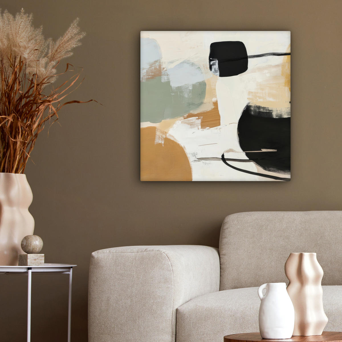 LEINWANDBILD Farbe - Abstrakt - Farben 50x50 cm - Currygelb, Textil (50/50cm) - MuchoWow