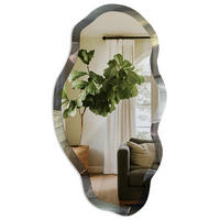 SPIEGEL 90x45 cm asymmetrisch mit Druck - Tropische Blätter - Transparent, Glas (45/90/0.4cm) - TULUP