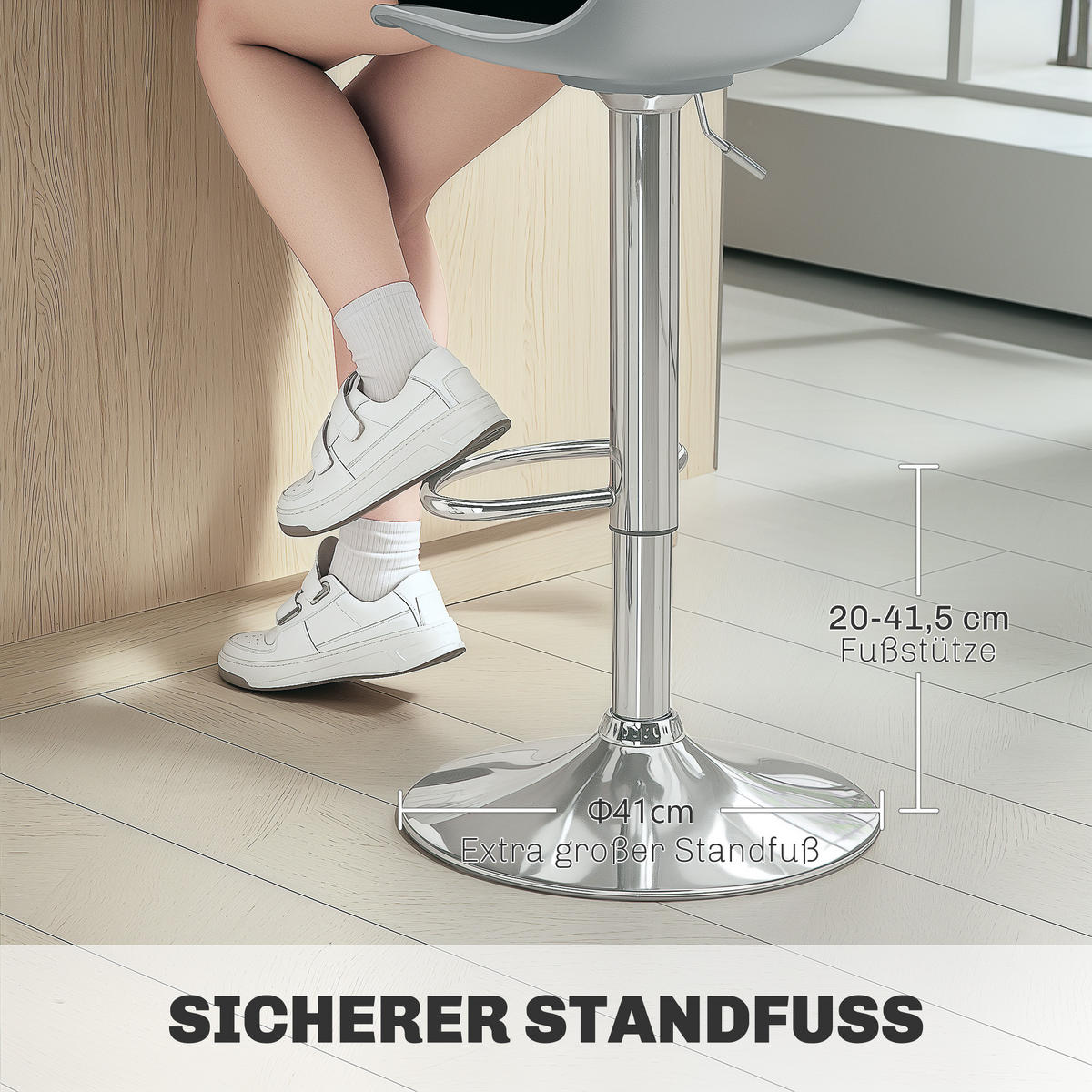 BARHOCKER 2er Set, Gepolstert Barstuhl mit Stahlgestell, Lehne für Küche Grau - Grau, Leder (42/104/38cm) - HOMCOM